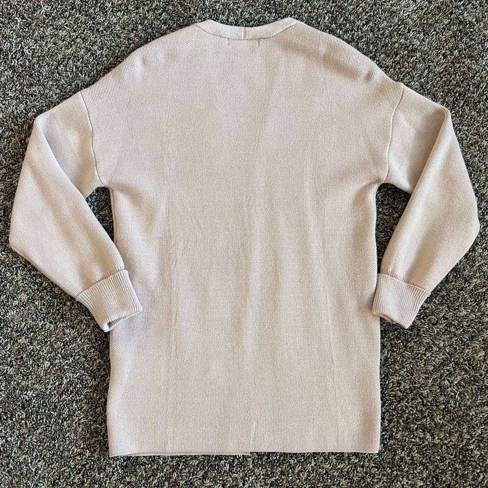 ZESICA Women's Cream Long Sleeves Open Front Knitted Sweater Cardigan SMALL - Picture 4 of 8